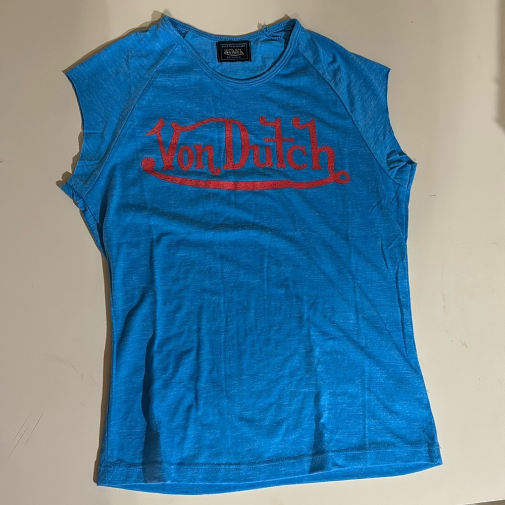 Von Dutch Raglan Short Sleeve Turquoise T-Shirt Retro Y2K Style Tee NWT